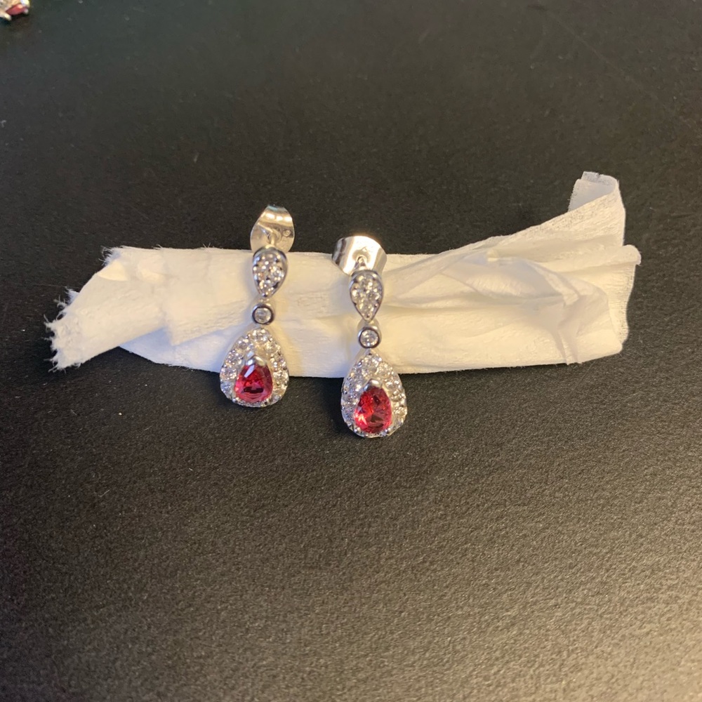 Ruby jewelry set earring and pendant